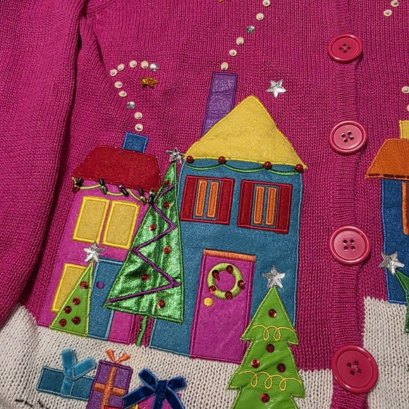 Womens Vintage Ugly Christmas Sweater Tiara International Brand Size Med - Picture 2 of 5